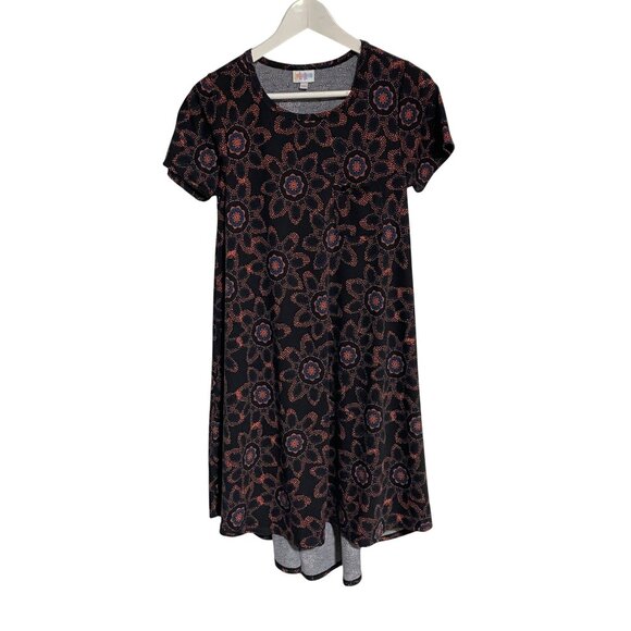 LuLaRoe XXS Floral Print Dress Polyester/Spandex Black & Red Short Sleeve C-6-10 - Picture 1 of 5